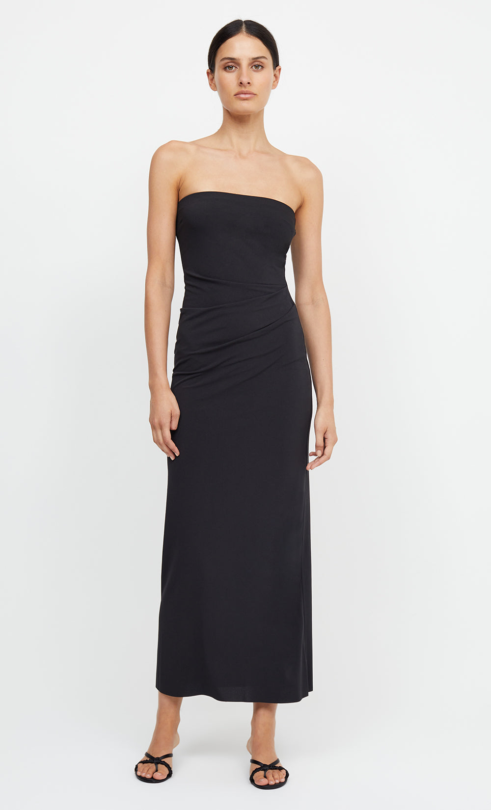 strapless black dress